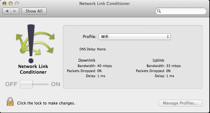 Network Link Conditioner Screenshot